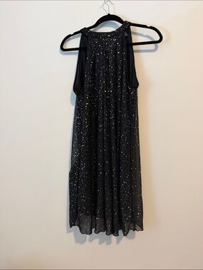 Black Sequin Halter Evening Dress